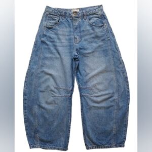 Free People Lucky You Midrise Barrel Women's Jeans in Blue, Size 30